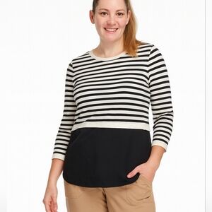 COS Top Cotton/Silk stripes and solid, crewneck, XS